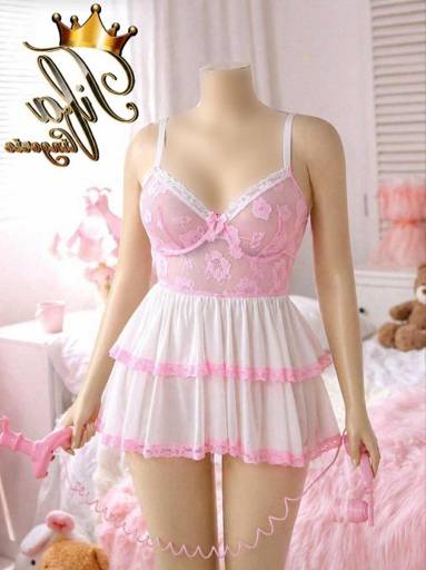 کاستوم خدمتکاری سایز بزرگ سفید صورتی tifa کد 2105