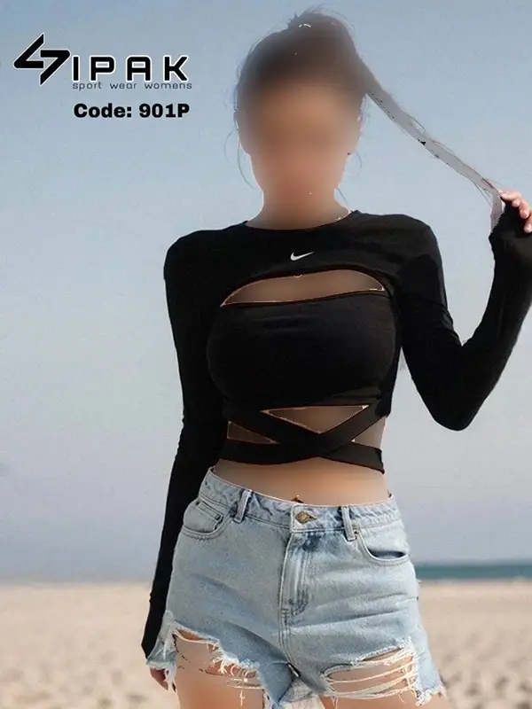 کراپ آستین بلند فانتزی فینگردار زنانه کد 901P