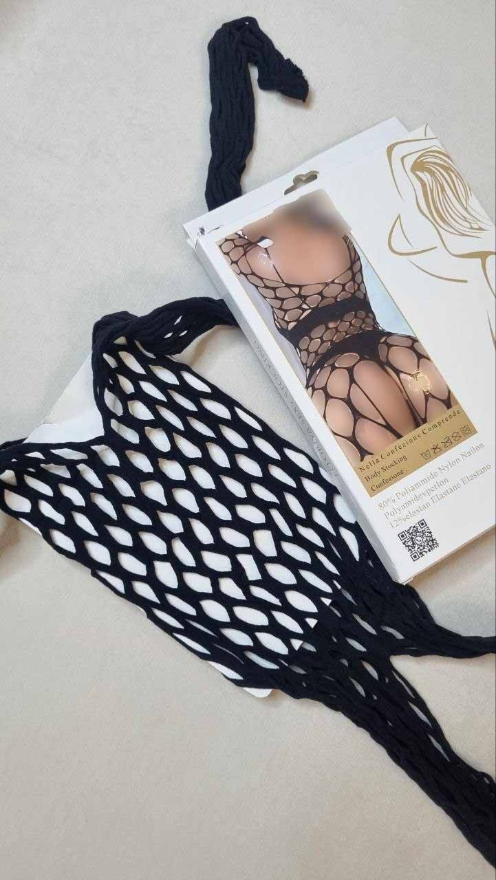بادی فیشنت زنبوری زنانه رنگ مشکی فاق باز کد 53