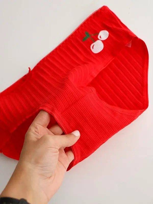 شورت نخ پنبه زنانه در 6 طرح گیلاس و قلب سایز 2Xl 