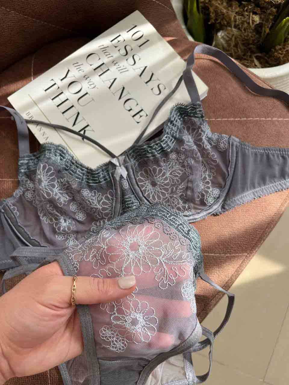 ست شورت و سوتین گیپوری هارنس دار مکسوریا کد 0055