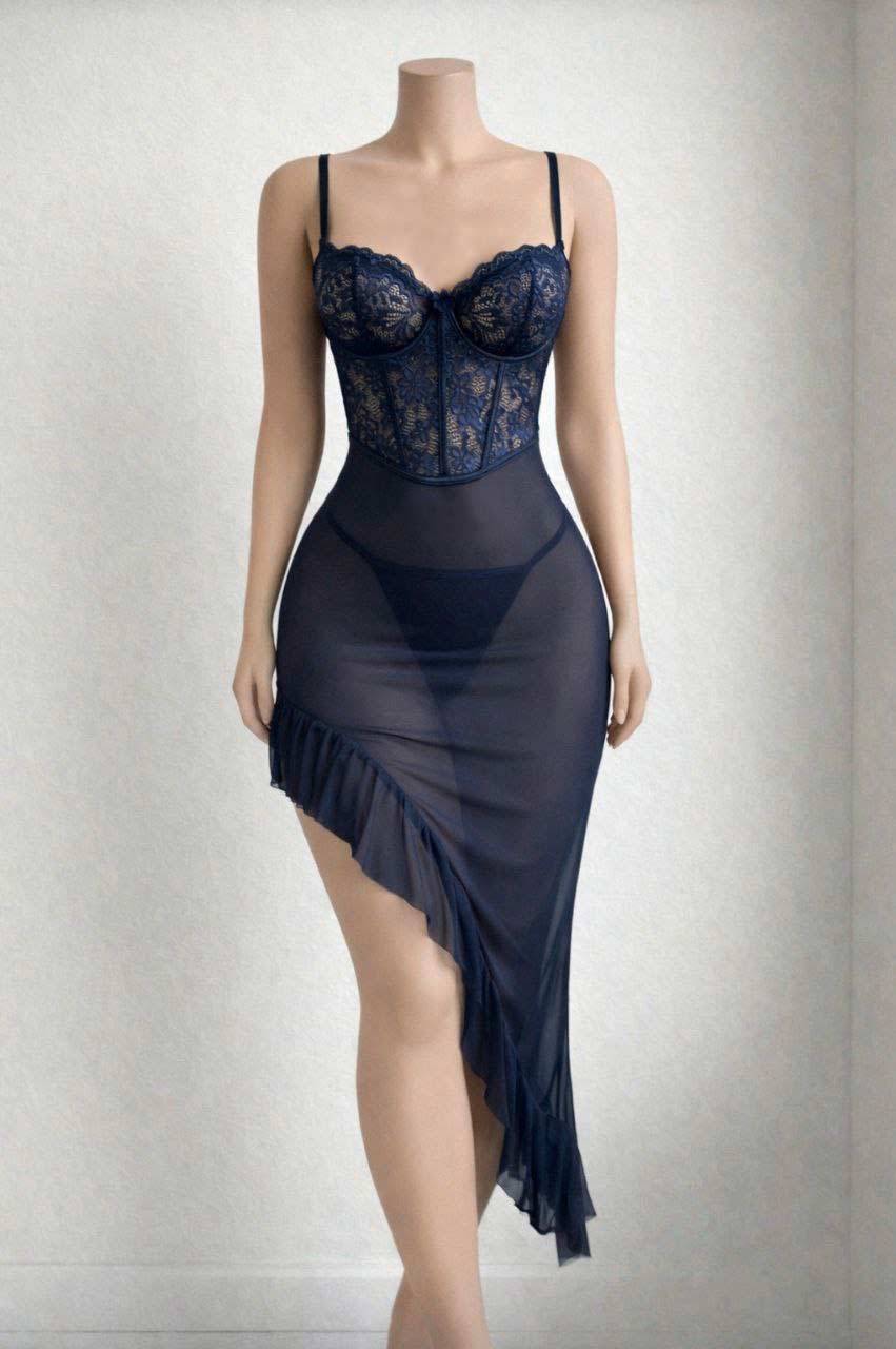 لباس خواب زنانه توری و گیپوری کد 9017