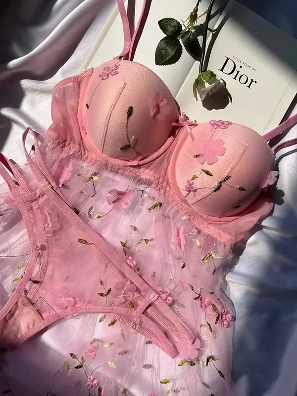 لباس خواب کاپدار صورتی گلدار مکسوریا کد 3085