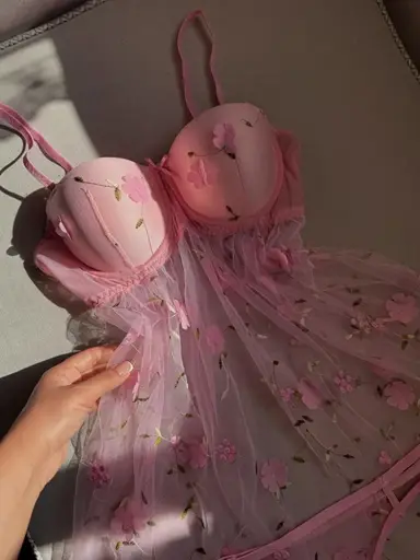 لباس خواب کاپدار صورتی گلدار مکسوریا کد 3085