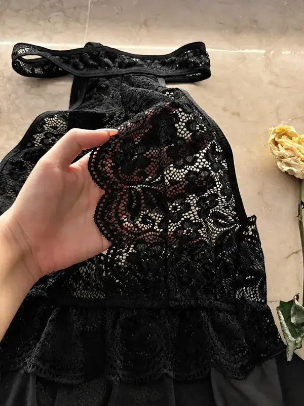 لباس خواب حریر دورگردنی ویتاریتا مشکی همراه شورت لامبادا کد 289