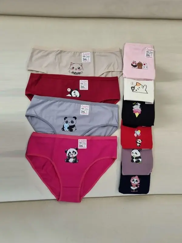 شورت نخ پنبه کبریتی زنانه 3XL طرح عروسکی