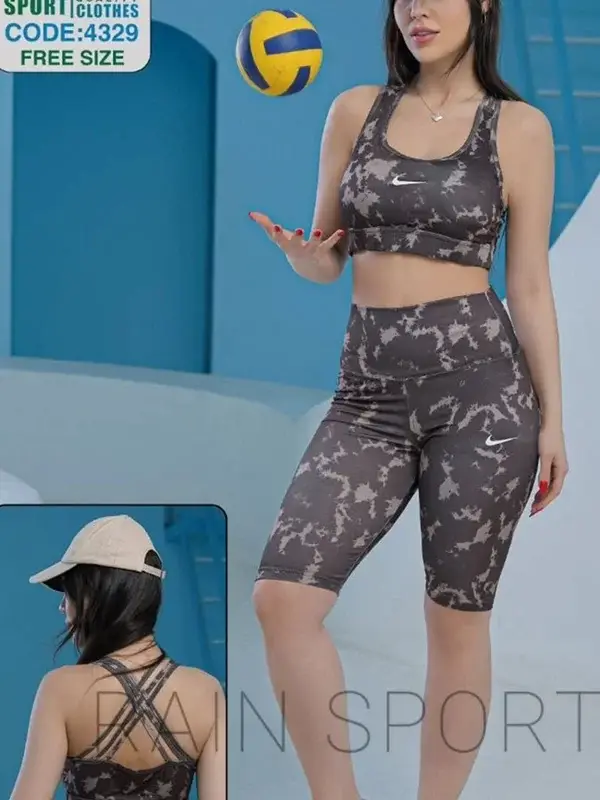 ست ورزشی زنانه نیم‌تنه و شلوارک rain sport کد 4329